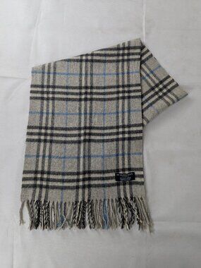 Burberry Check Gray Scarf Unisex | 100% Cashmere Authentic | Used
